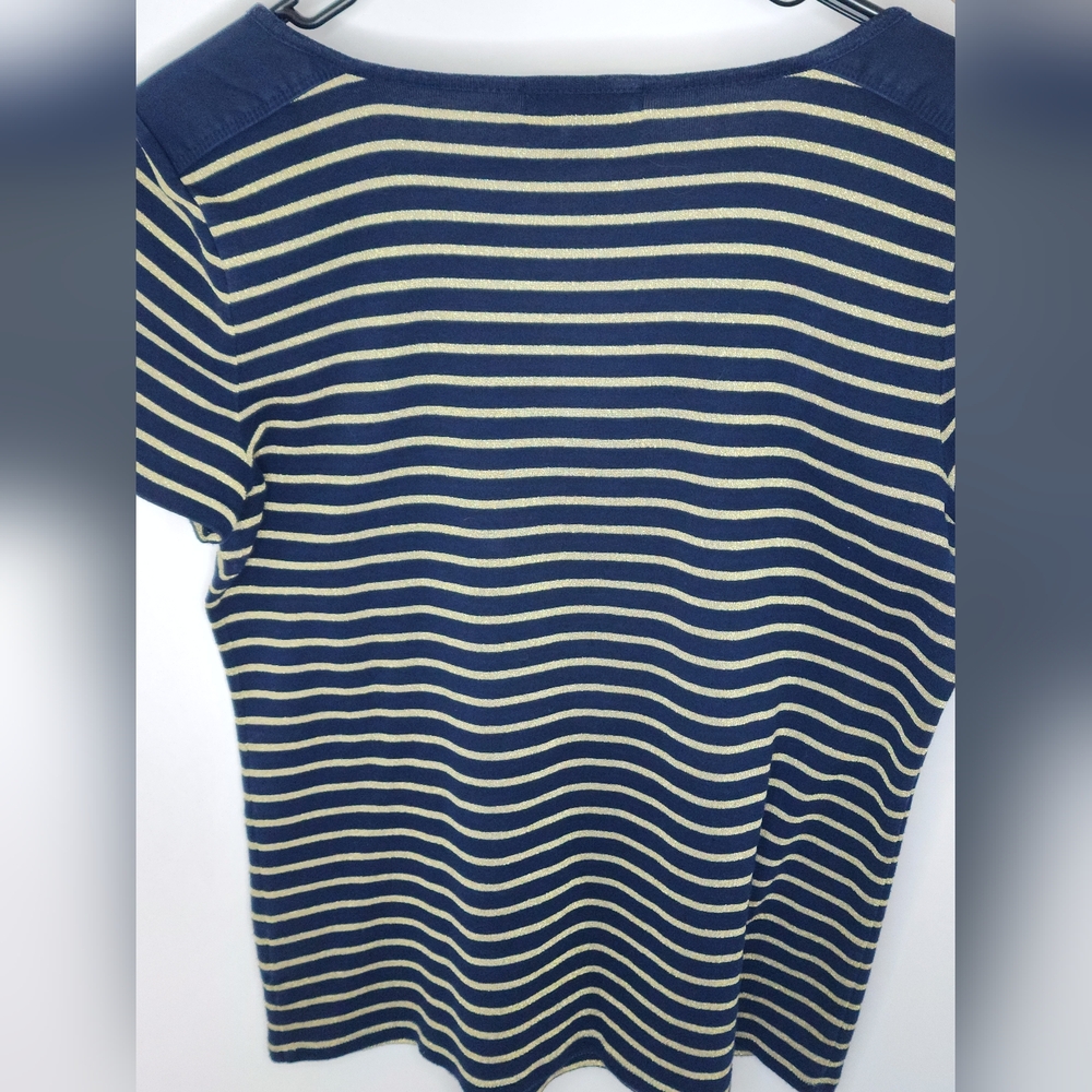 Lauren Ralph Lauren Blue and Cream Striped Blouse - Picture 4 of 4